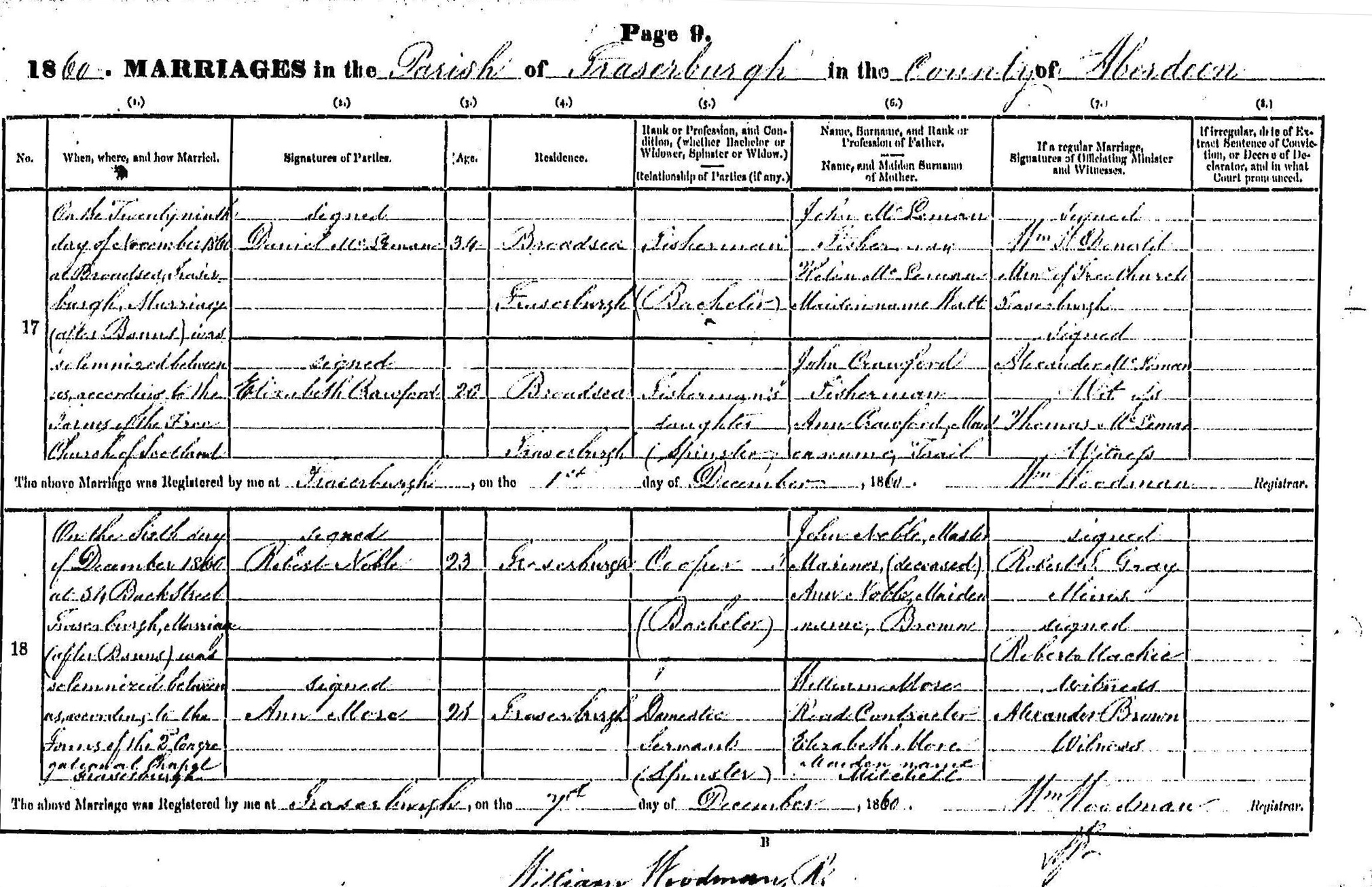 Photo of headstones/Daniel McLennan & Elizabeth Crawford mg rcd 1860 Fraserburgh